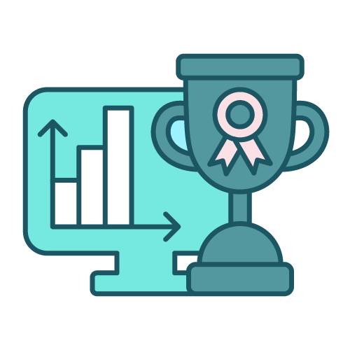 Awards and event submissions icon - a desktop with a graph next to a trophy